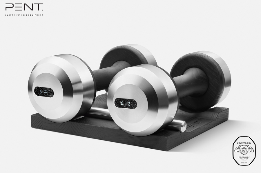 COLMIA™ Dumbbells with Wooden Stand Embellished with crystals by Swarovski®